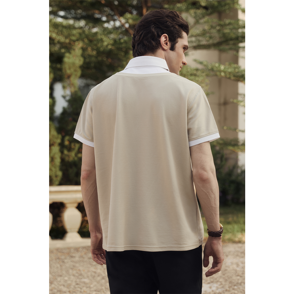 ÁO POLO NAM LETREND CỔ PHỐI - REGULAR FIT - BEIGE & WHITE