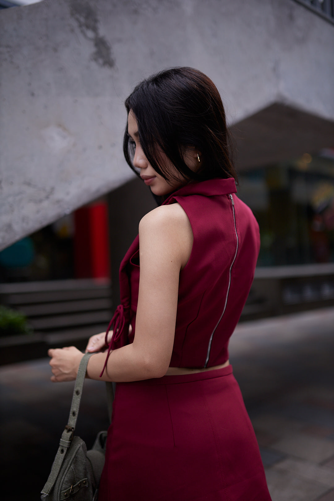 Letrend Burgundy Tie Croptop