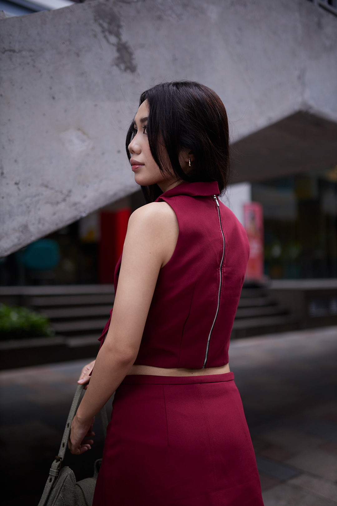 Letrend Burgundy Tie Croptop