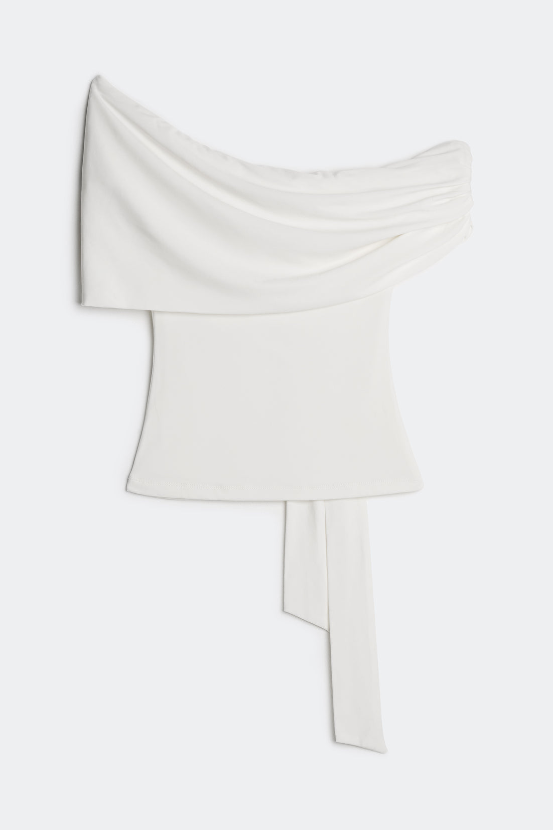 Letrend Ivory One-Shoulder Knot Top